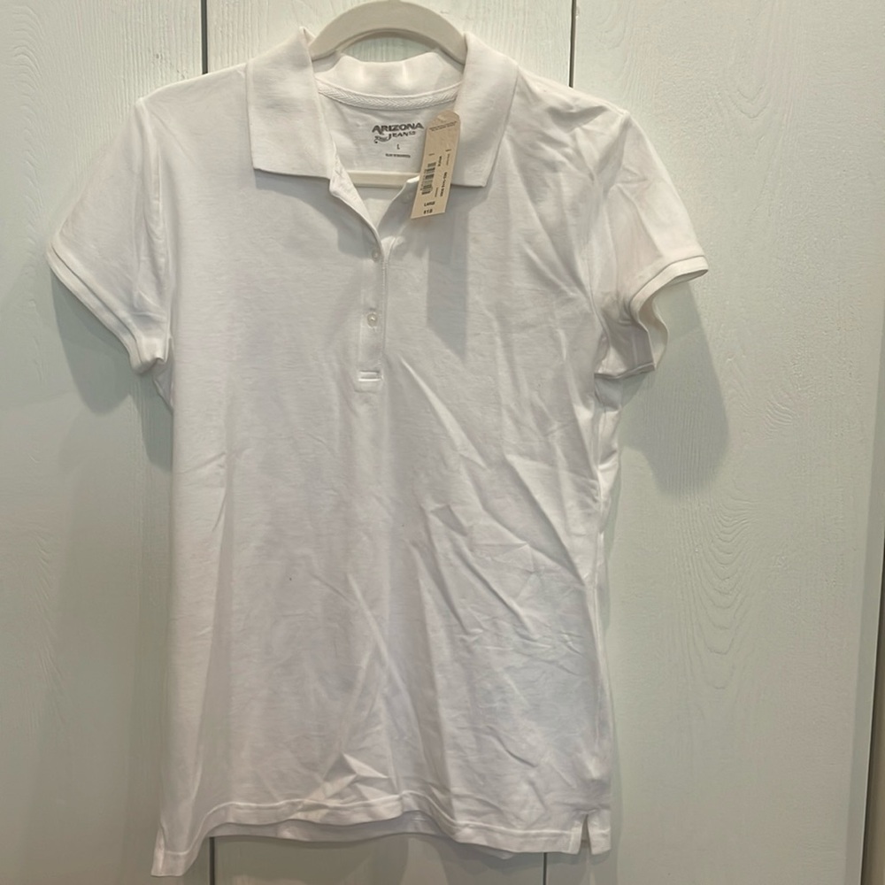 NWT Arizona Jeans white polo size L